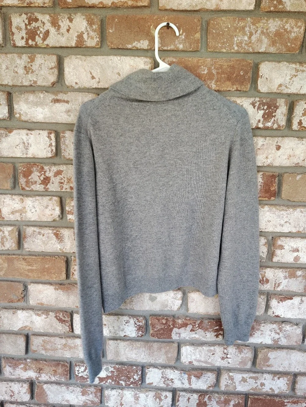 ANTONIO MELANI Cashmere Sweater L Gray Cowl Neck Turtleneck Pullover Knit Crop